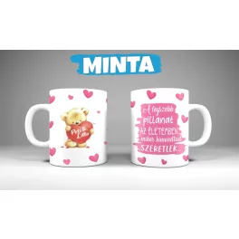 Szerelem - legszebb pillanat macis - pink - szerelmes bögre