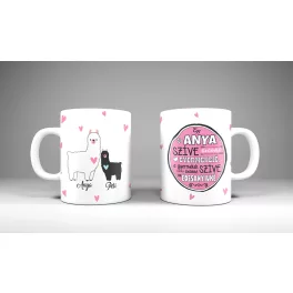 Anya - egy anya szíve - láma - családos bögre